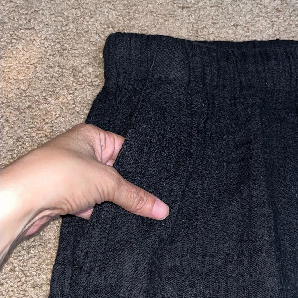 Eileen Fisher Organic Cotton Gauze Pants Black Small‎ - Image 6