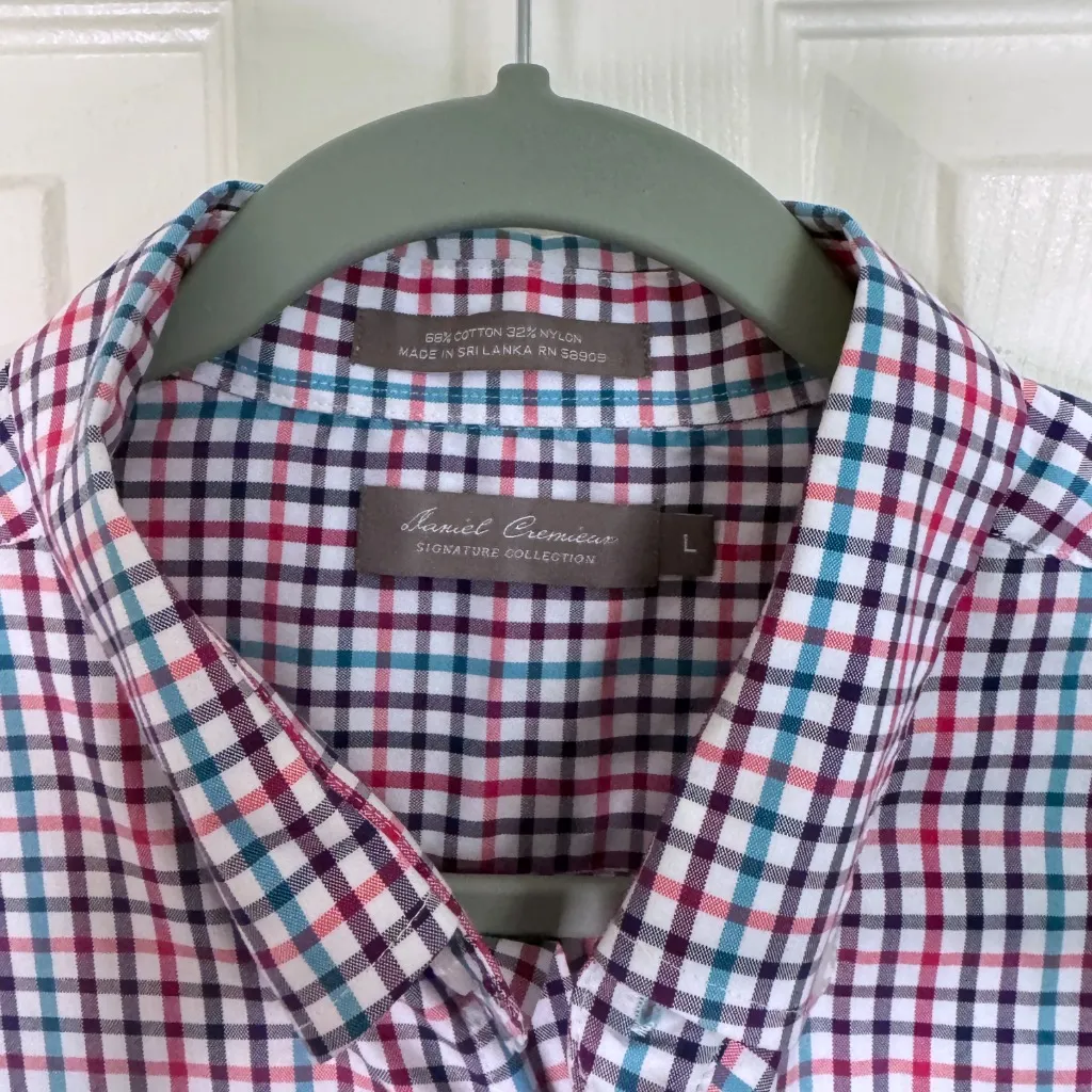 Daniel Cremieux Signature Collection Short Sleeve Button-Up Shirt - Size L - Red White Blue Black - Image 5