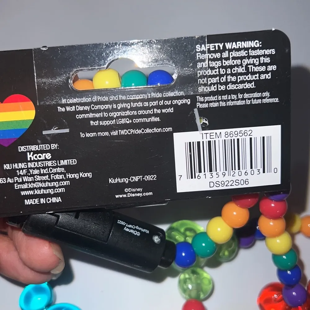 New- Disney Light Up Necklace Mickey Mouse Icon Shaped Beads Rainbow Pride Co… - Image 5