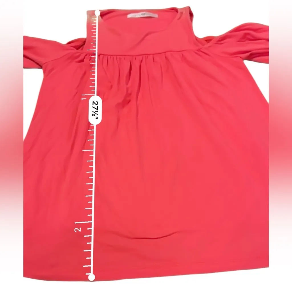 RTR Susana Monaco Coral‎ Pink 3/4 Cold Shoulder Sleeve Top Sz XS - Image 11