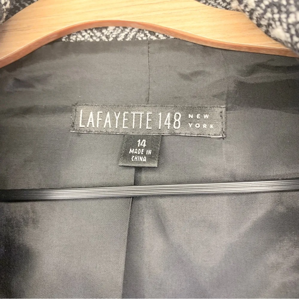 Lafayette 148 New York Wool Patterned Textured Blazer Size 14 - Image 5
