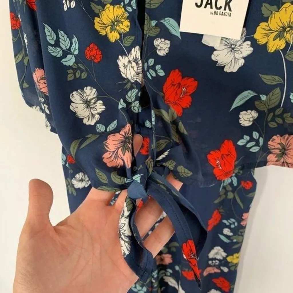 Jack by BB Dakota Garden My French Jumpsuit Size Small Floral Blue Red Sz S New - Image 5