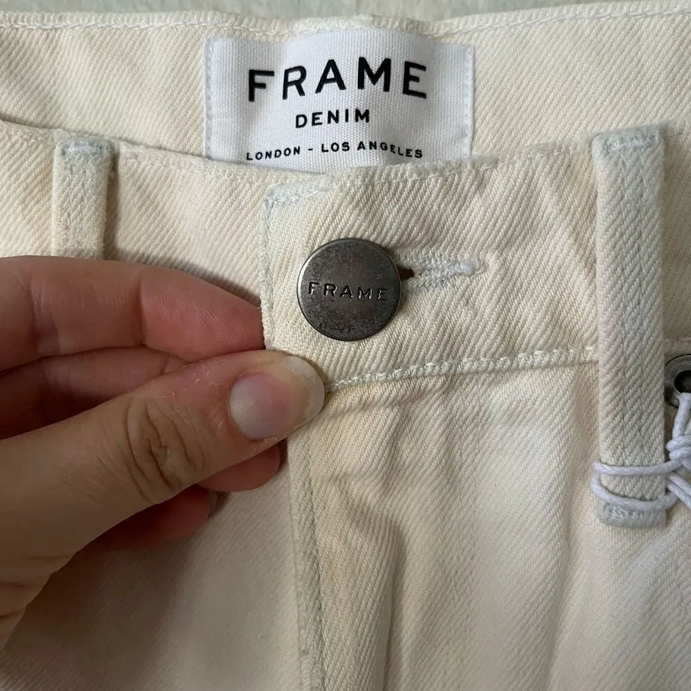 FRAME Two Tone White & Blue Le Bridgette High Waisted Short Women’s Size 25 NWT - Image 7