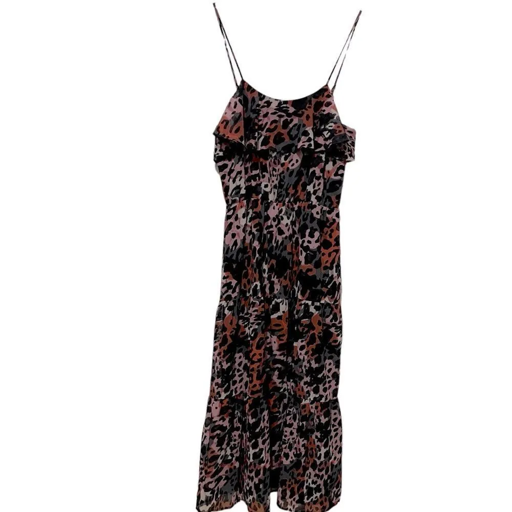 House of Harlow 1960 X REVOLVE Mariam Animal Print Tiered‎ Midi Dress Size Small Red - Image 11