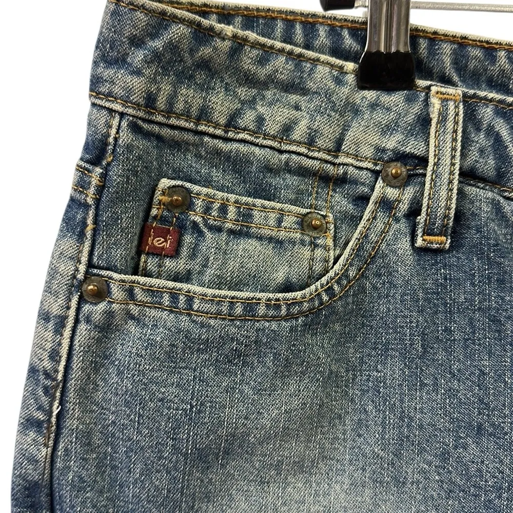 Vintage Cotton Lei Hidden Button Fly Denim Back Slit Blue Jean Skirt Juniors 11 Size undefined - Image 4