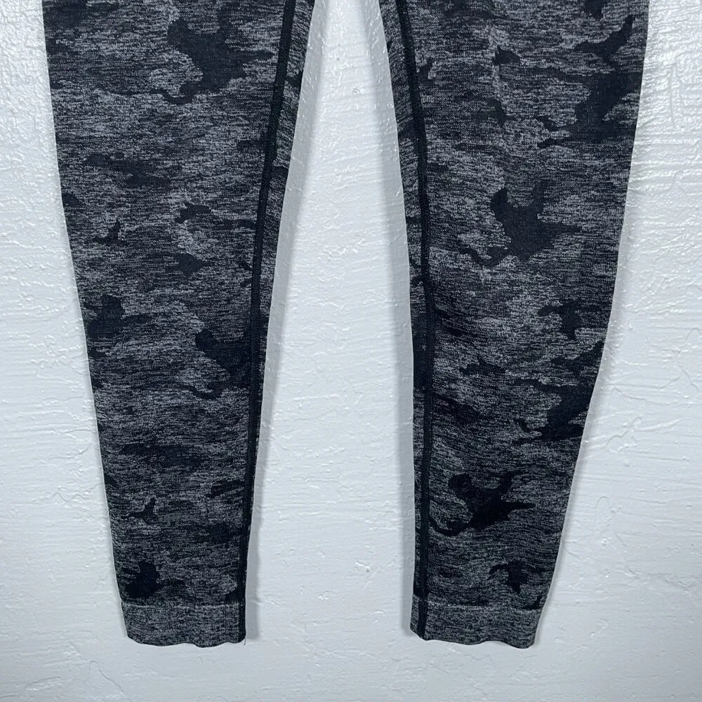 Gymshark Women M Gray Black Camo Adapt Seamless Leggings High Waisted Athleisure - Image 2