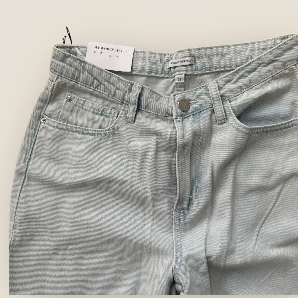 WeWoreWhat |  Mid Rise Distressed Straight Leg Jeans - Size 26 - Image 5