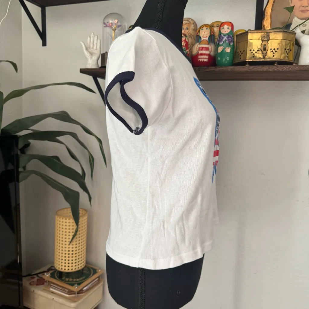 Vintage Y2K American Flag Butterfly Ringer Graphic Baby Doll T - Image 4