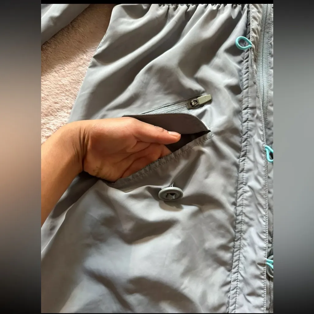 Athleta Women's Grey Blue Shock Cord Anorak‎ Hooded Full Zip Jacket 2Xs - Image 7