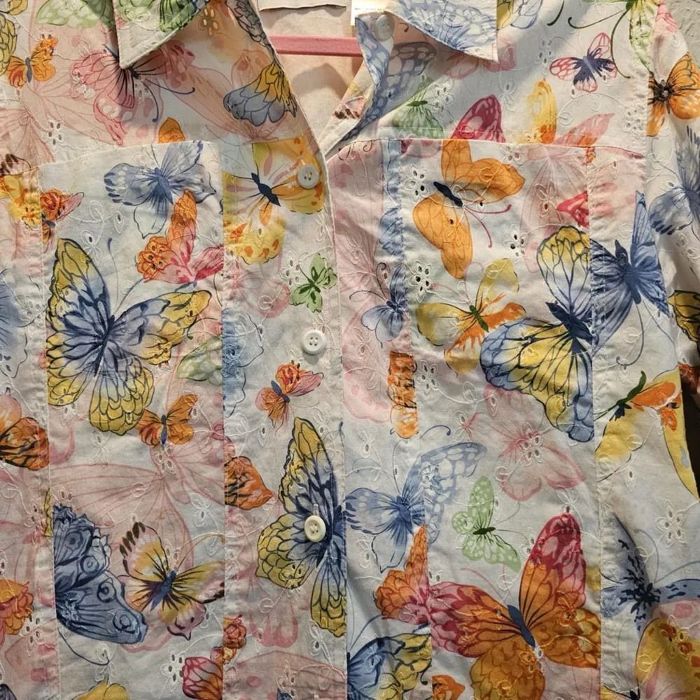 Alfred Dunner Womens 10 Butterfly Eyelet Jacket‎ Button Lined Collared Pockets - Image 2