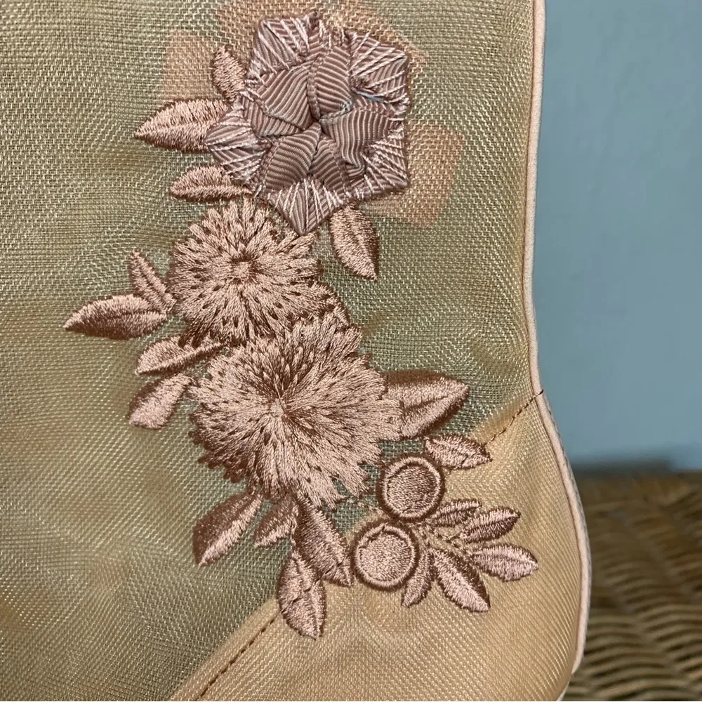 Gianni Bini Blush Pink Embroidered Zip Lace Up Heeled Booties Size 8.5 - Image 12