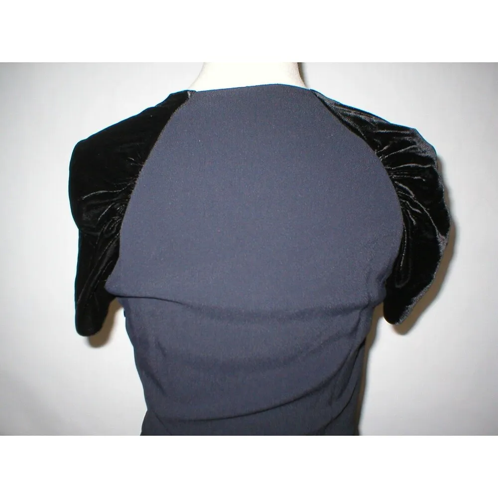 New Womens 4 NWT Italy Prada Dress Black 40 Velvet Silk Acetate Short Sleeves - Image 6