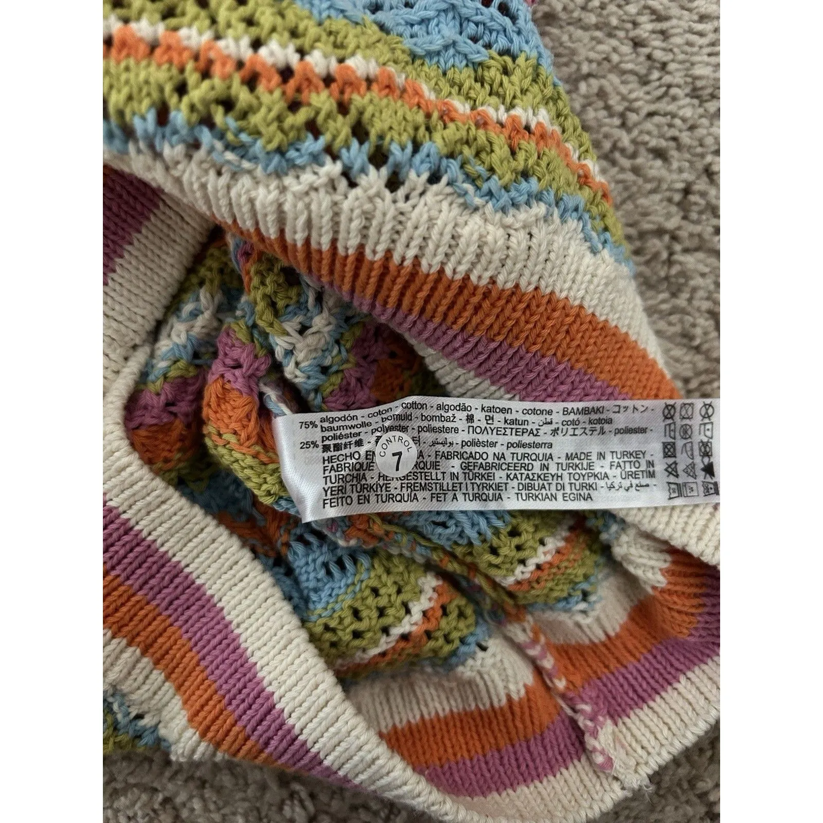 ZARA  Multicolor Knit Crochet Halter Rainbow Top Size Small Cute Going Out - Image 8