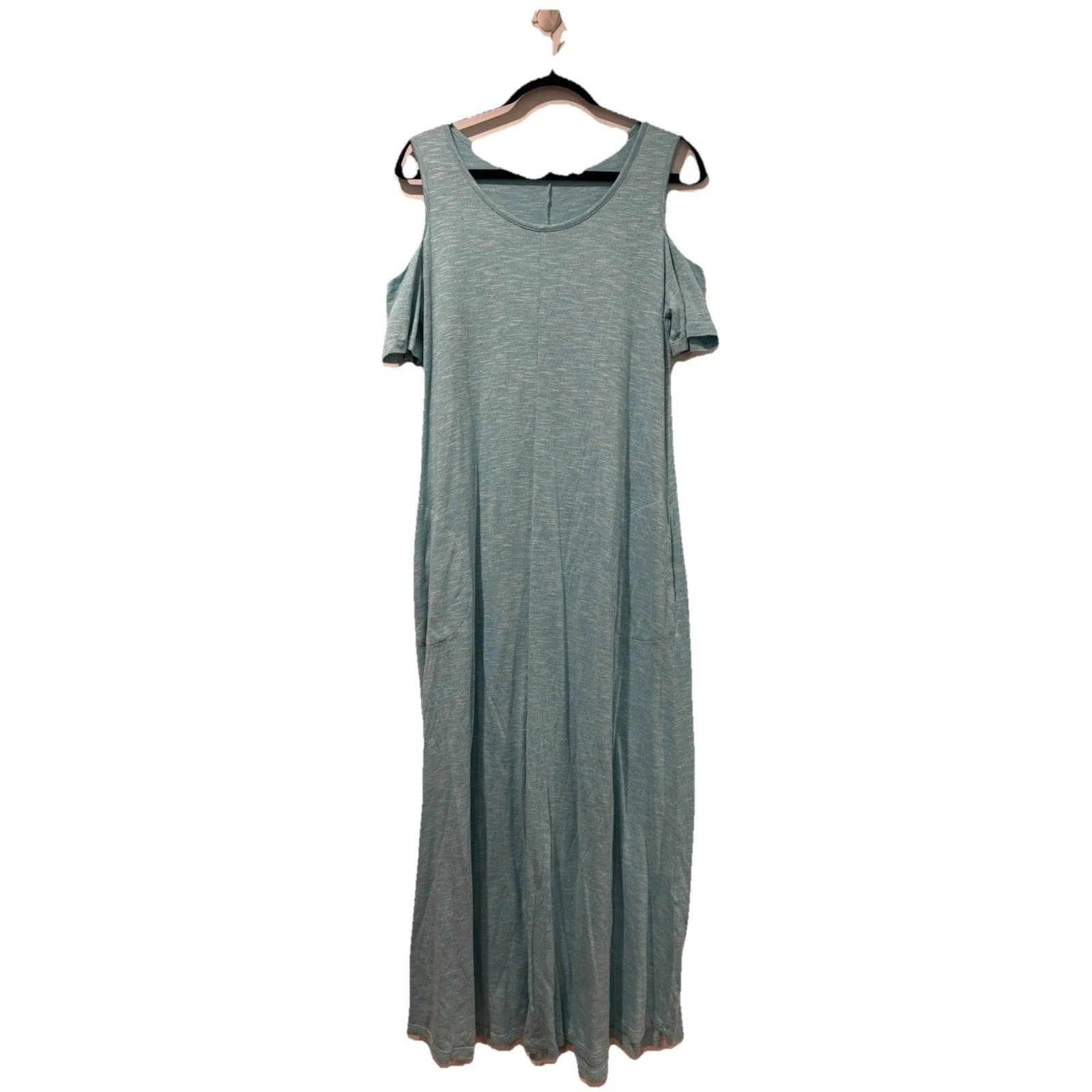 Soft Surroundings Maxi Dress Womens Medium Cold Shoulder Pockets Travel Casual - Image 2