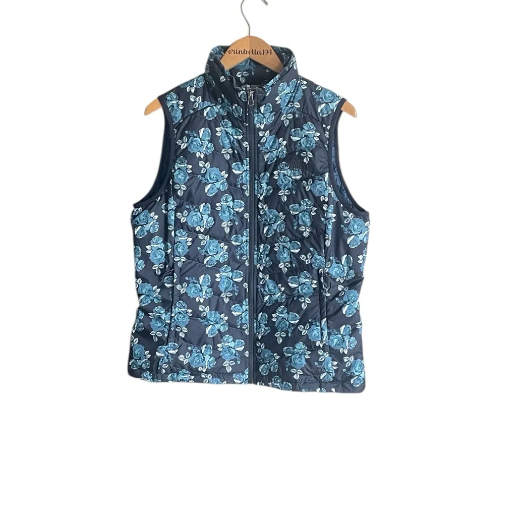 NORTH FACE Flare 550 Blue Floral Flare Down Puffer Vest - Image 3