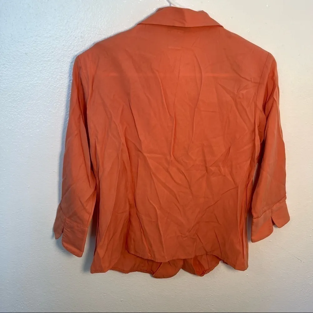 Dress Barn Button Down Blouse Peach Orange - Image 8