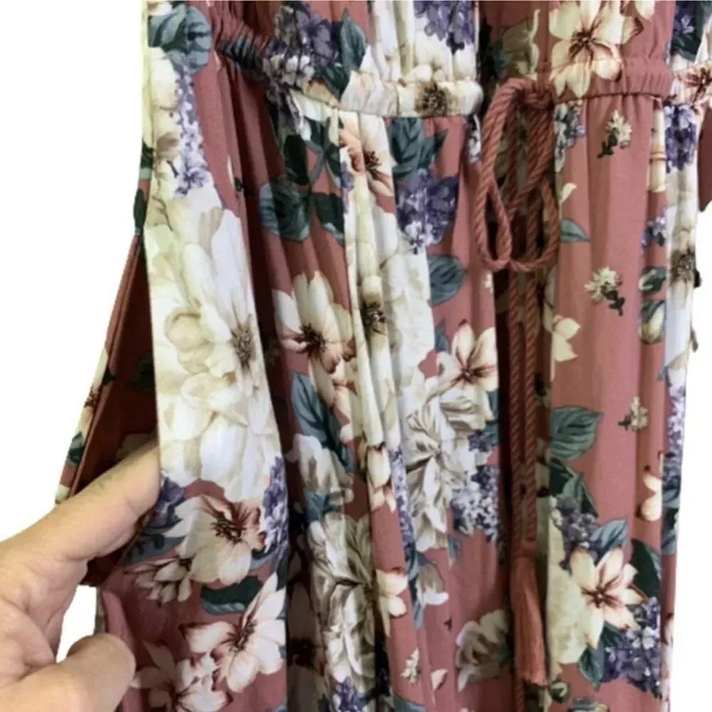 TORRID Midi Challis Off-Shoulder Pink Floral Dress Size 2X MSRP $70 - Image 13
