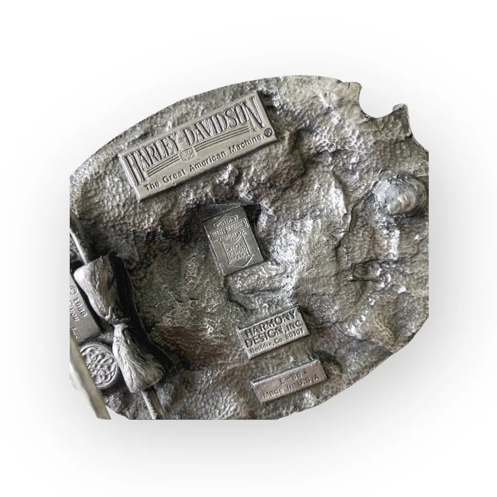 Vintage: Harley Davidson x Harmony Designs ©️1989 ☻ Eagle Rose Metal Belt Buckle Silver - Image 8