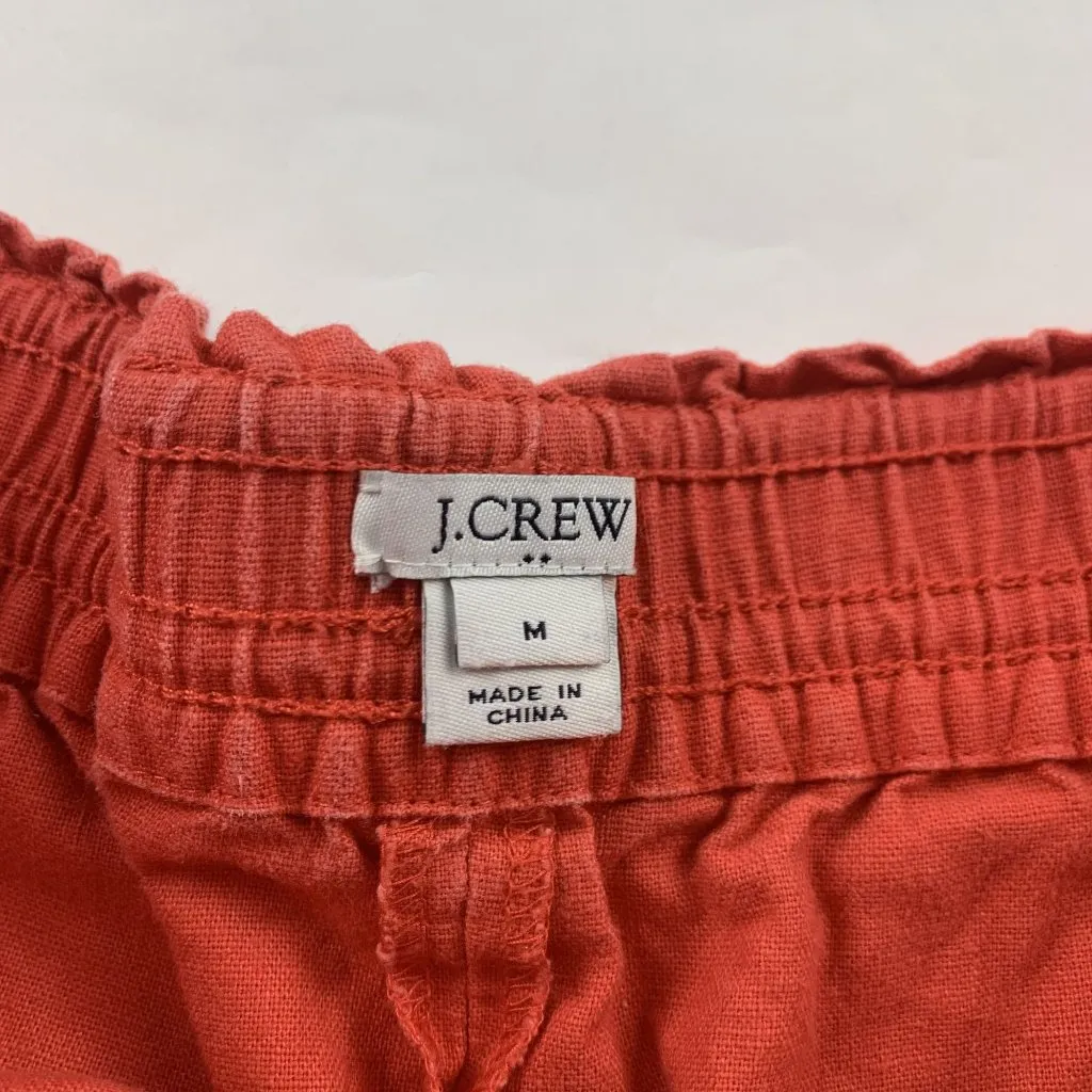 J.Crew Tomato Red Linen Canvas Pull On Shorts M - Image 3