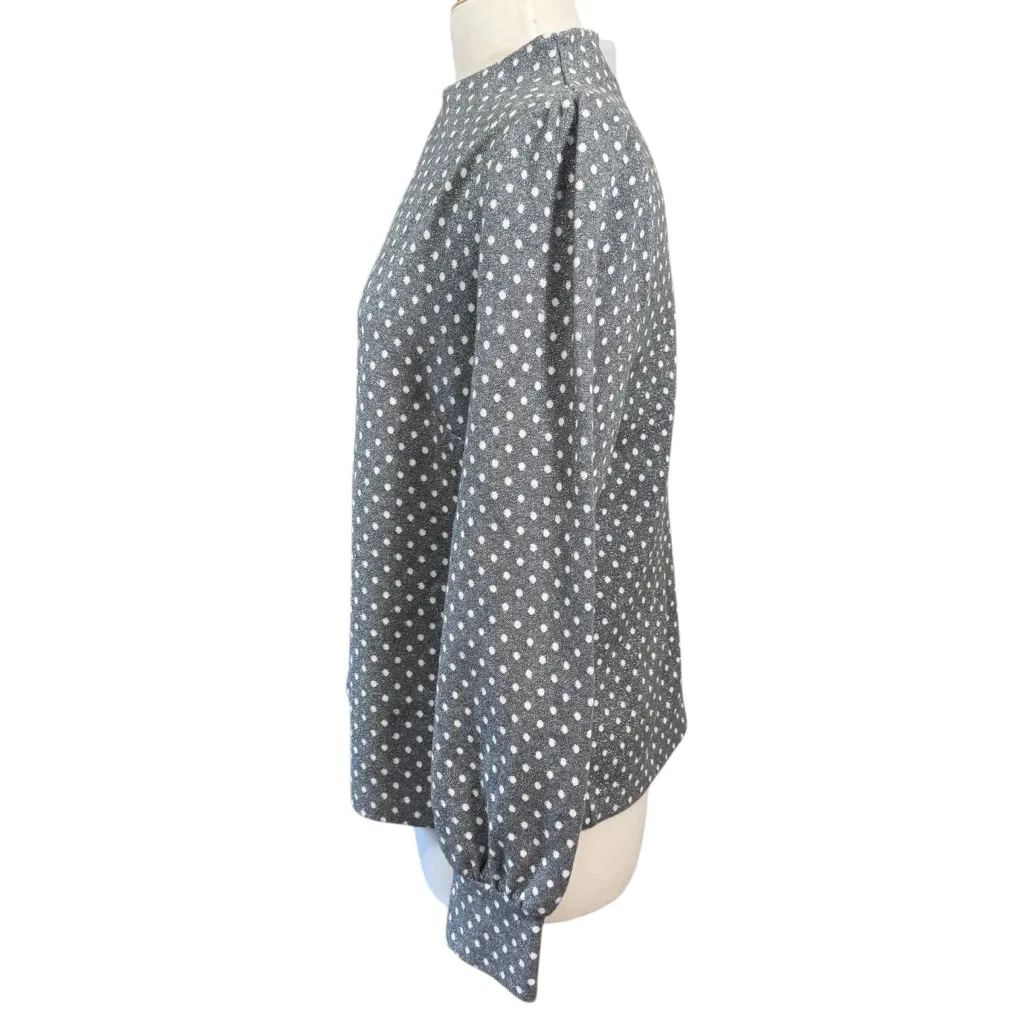 Talbots Top Size L Gray Polka Dot Long Sleeve Mock Neck - Image 6