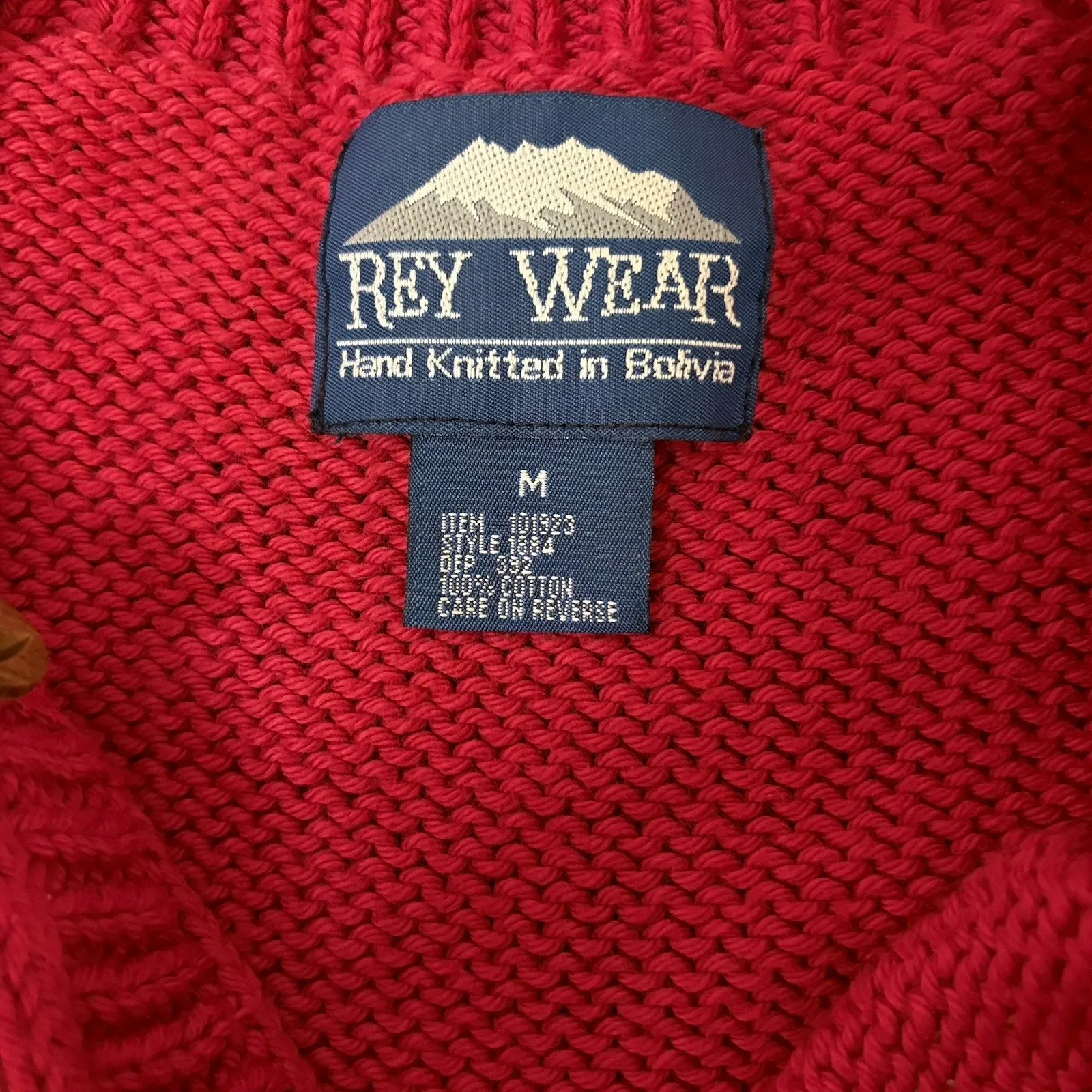 Ray Wear Christmas Sweater Cardigan Snowflake Hand Knit Women’s Sz M Cotton Red Size M - Image 11