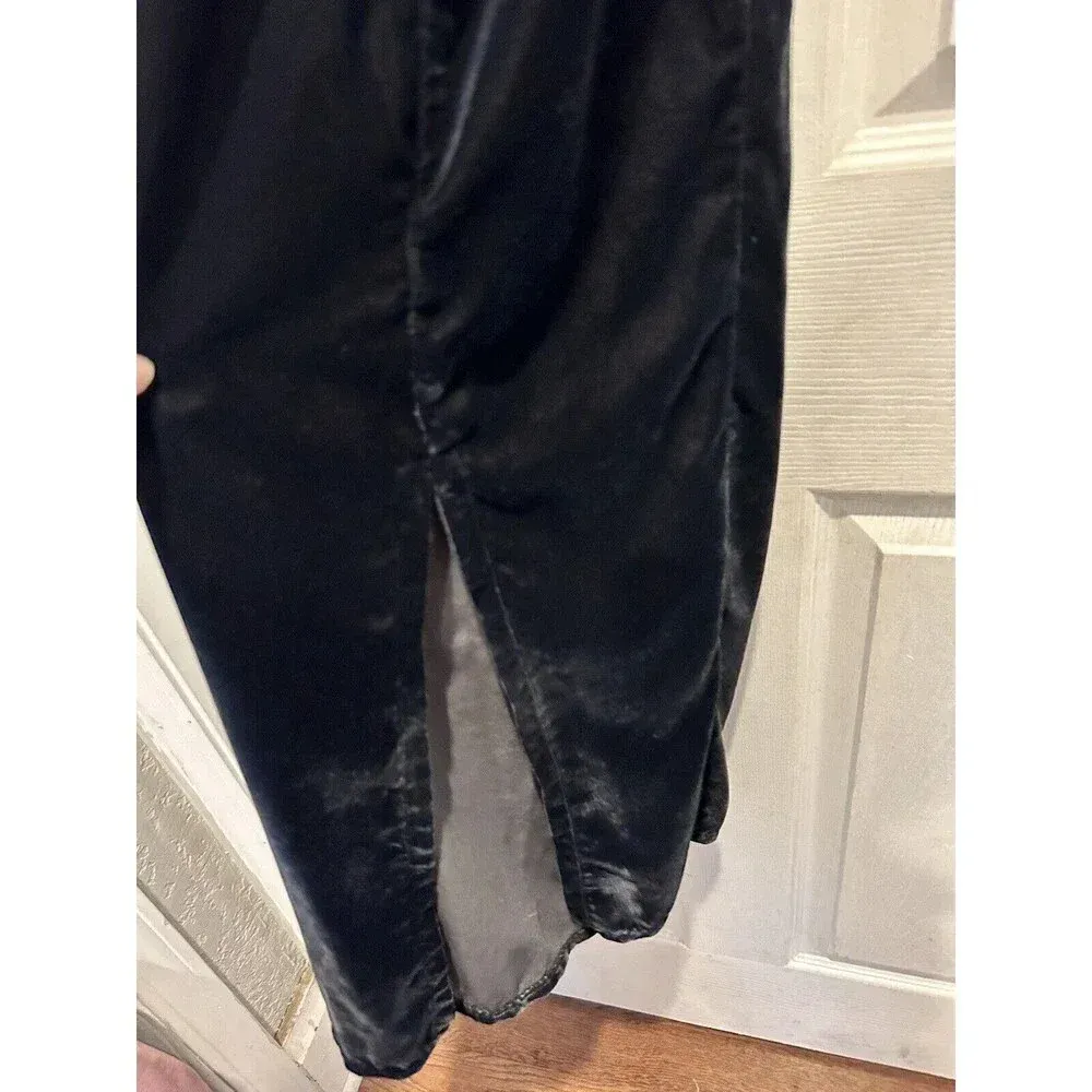 Old Navy Black Velvet Midi Slip Dress Side Slit Size Small Spaghetti Straps‎ - Image 5