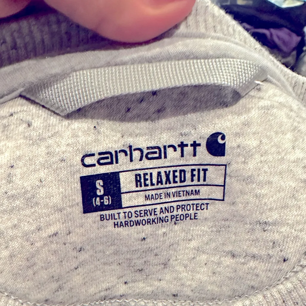 Carhartt Heather Crew Neck Gray Logo Spell-out Sweatshirt Top S - Image 4