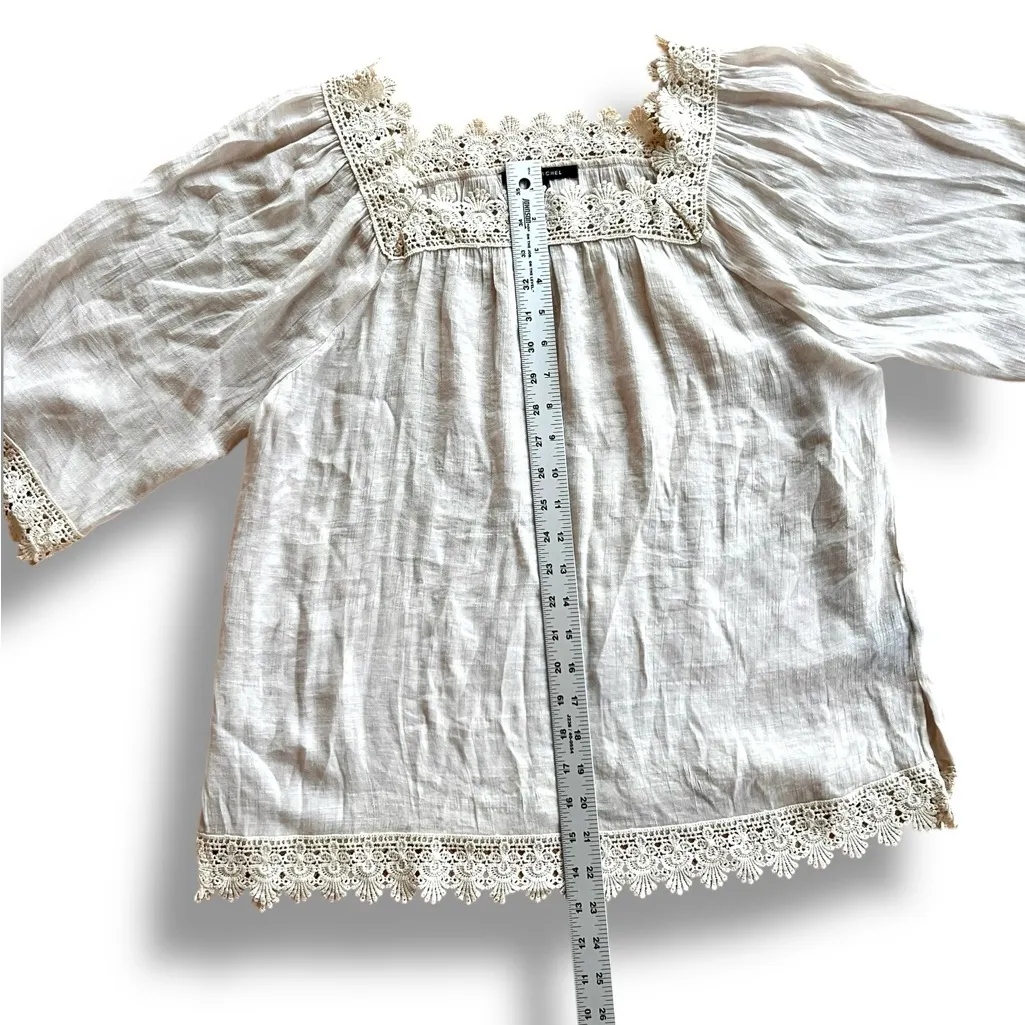 NWT ZAC & RACHEL Boho Peasant Gauzy Flowy Square Neck Blouse Women’s Med Gauze - Image 8