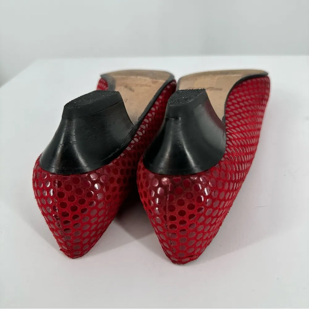 Saks Fifth Avenue Red Raised Patent Polka Dot Low Heels Leather size 8 - Image 10