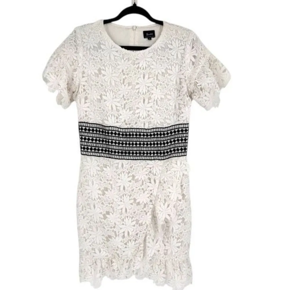Bardot Reese White Floral Crochet Lace Dress Size 10 Party Dress‎ Up Black White - Image 3