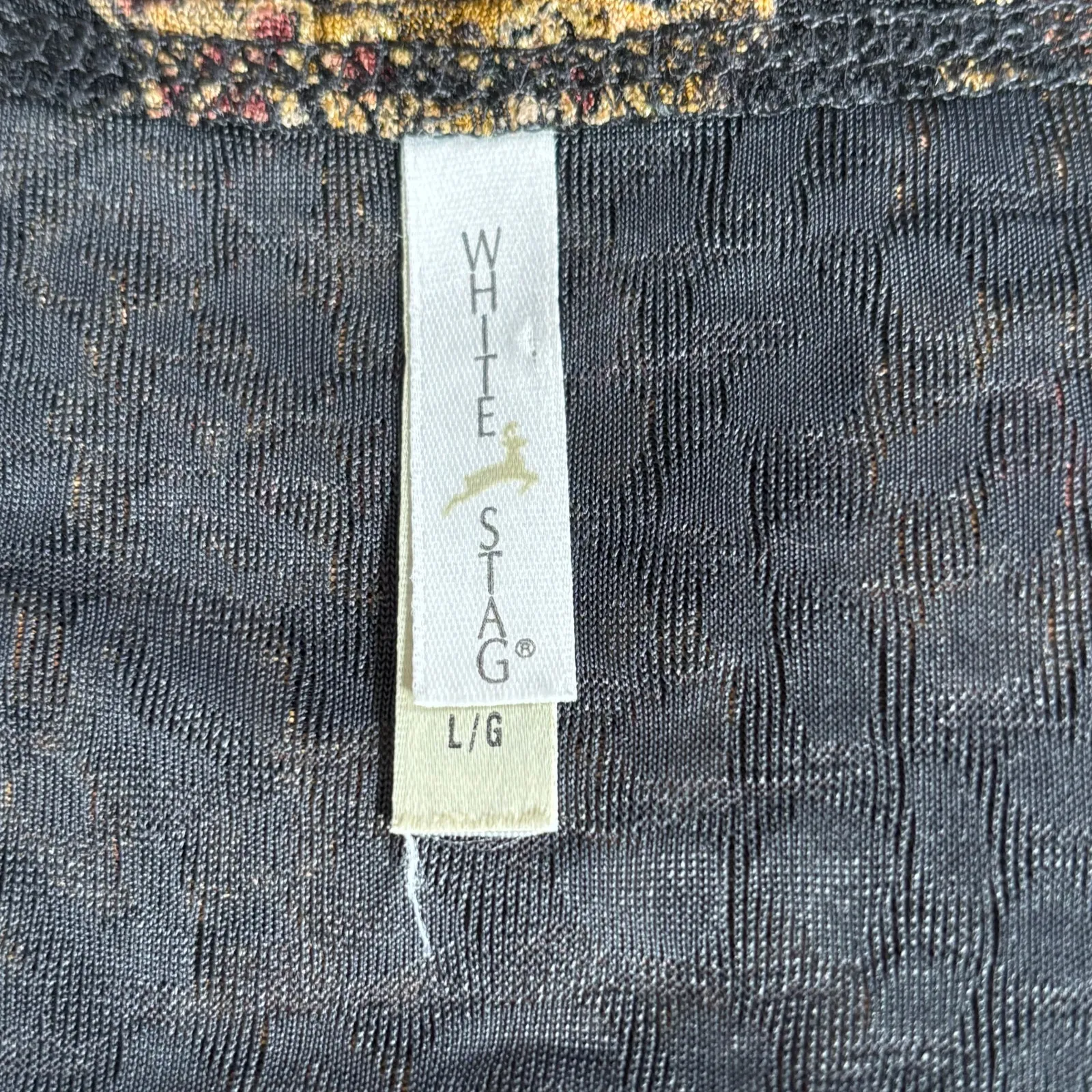 Vintage Y2K White Stag Dark Floral Metallic Brocade Tapestry Tank Top Sleeveless Black Size L - Image 7