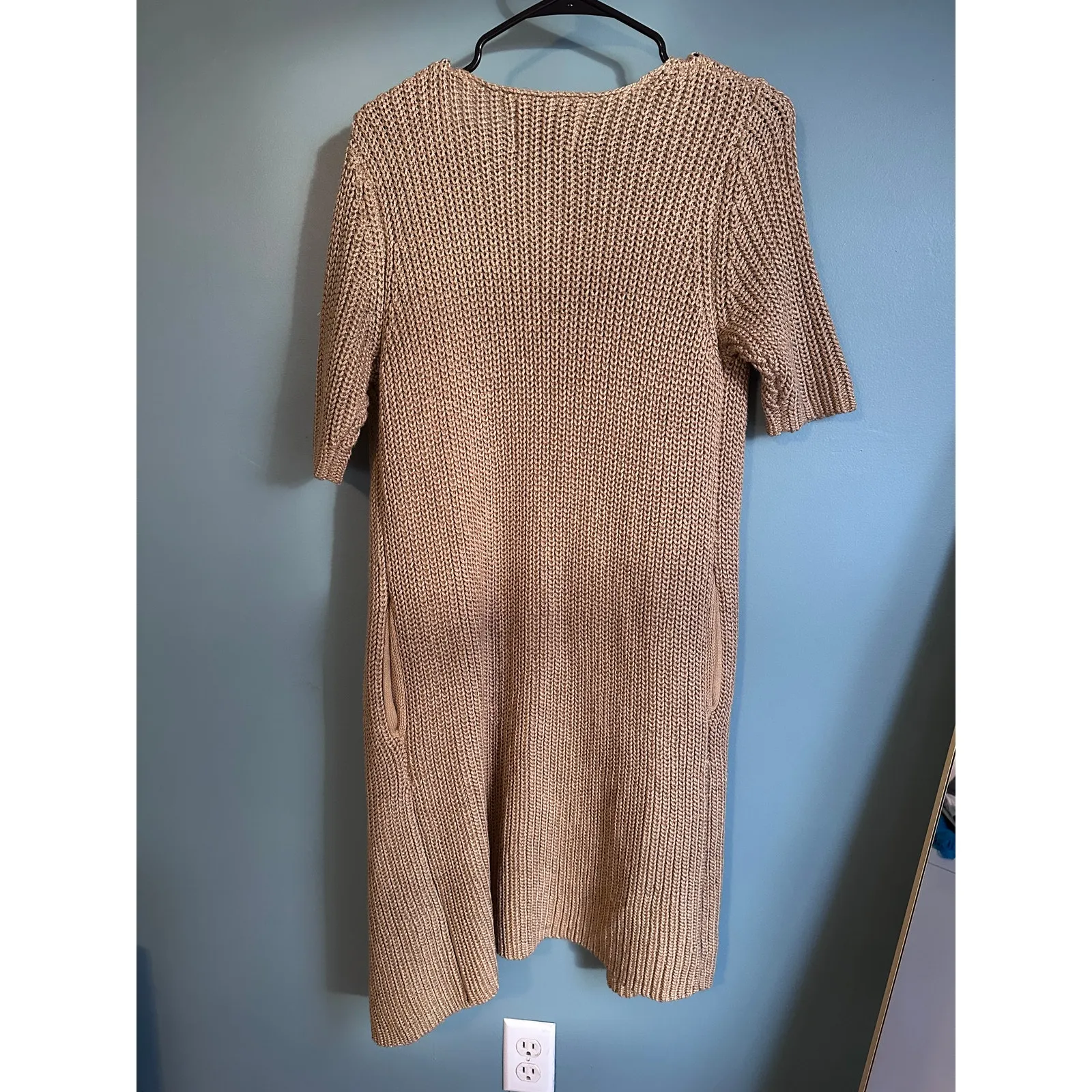 Lucky Brand Short Sleeve Metallic Long Ribbed Knit Cardigan Duster - Image 6