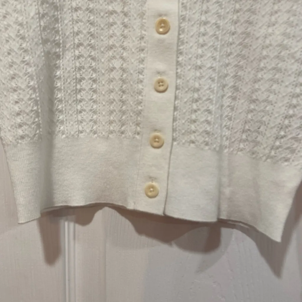 NWT Madewell Size XXS Frost White The Signature Open-Knit Cardigan Soft Stretchy - Image 4
