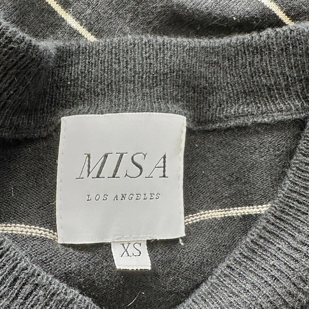Misa Los Angeles XS striped cotton silk blend black sweater - Image 3