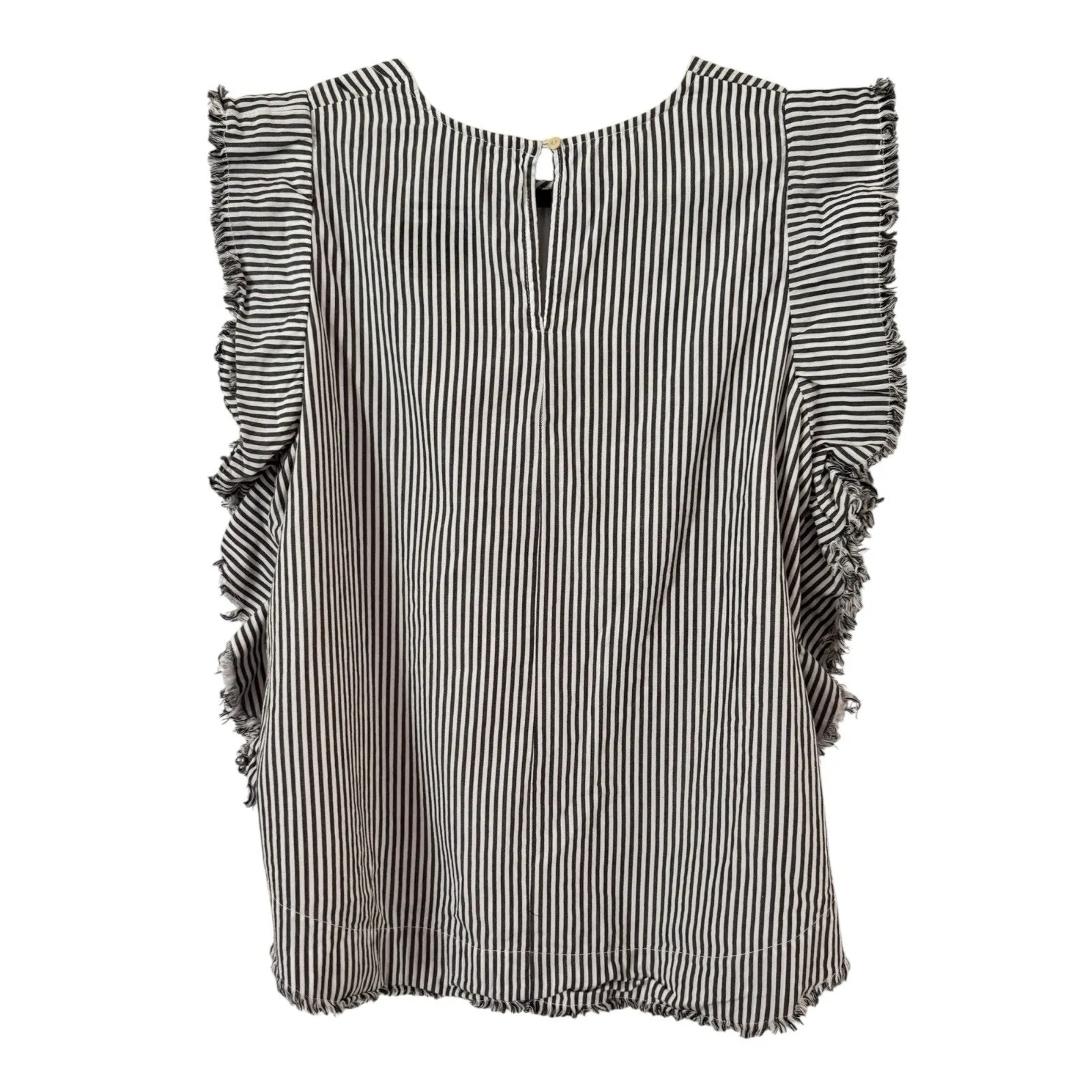 Elan Striped Fringe Cotton Top Women’s Size Medium Hobo Bohemian Hippie Beach - Image 2