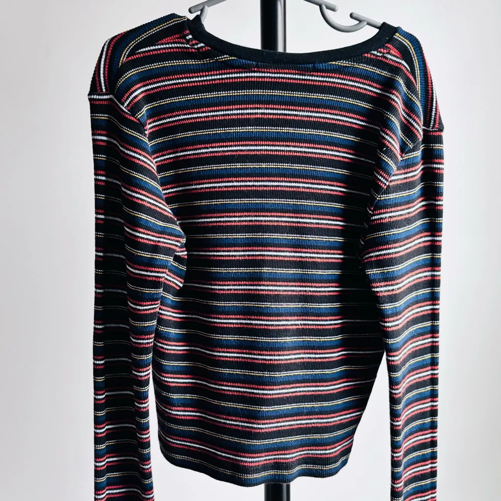 Brandy Melville size 4 made in Italy Striped Long Sleeve Top - Image 5