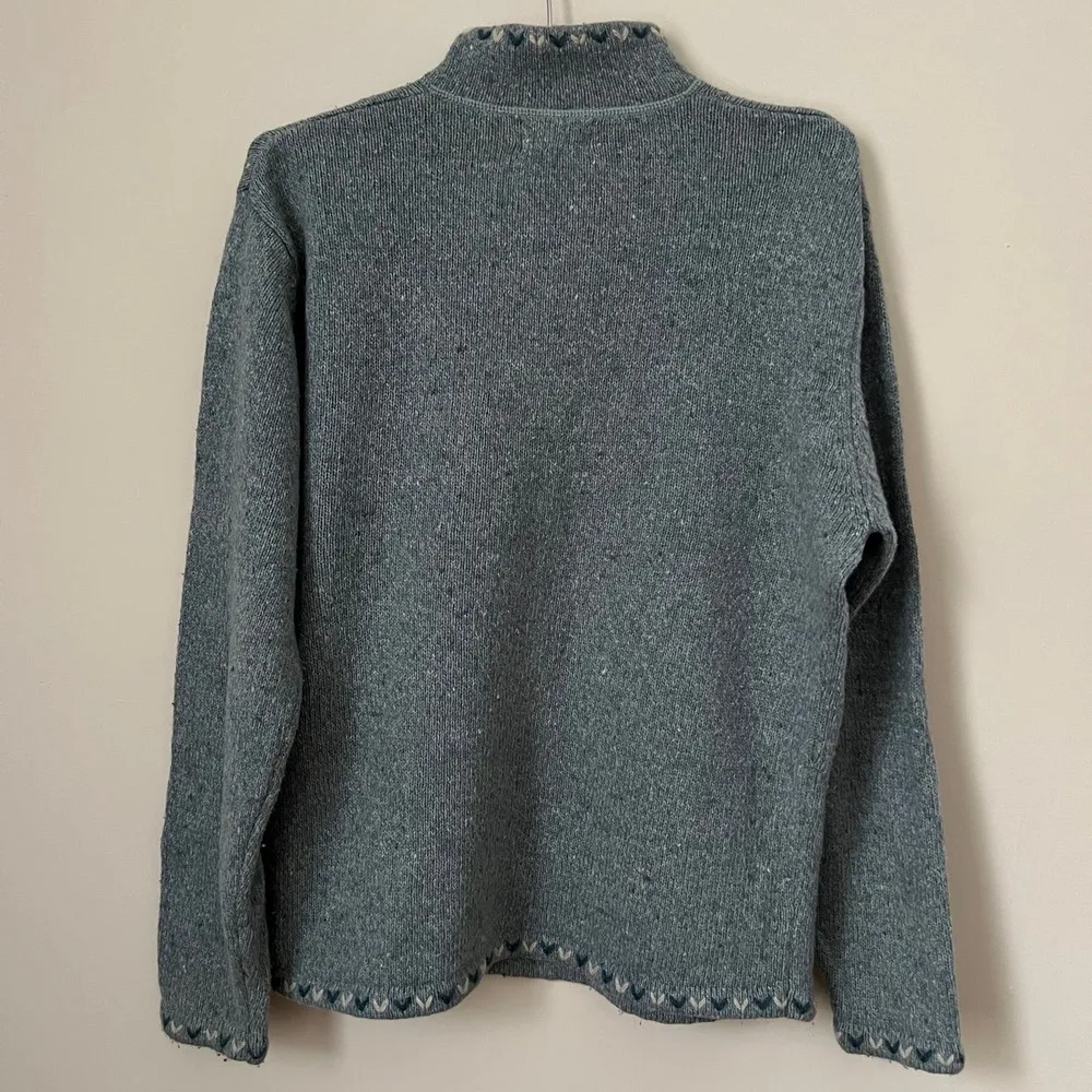 Woolrich Women's Teal Wool Blend Long Sleeve Zip Henley Pullover Sweater Size L - Image 6