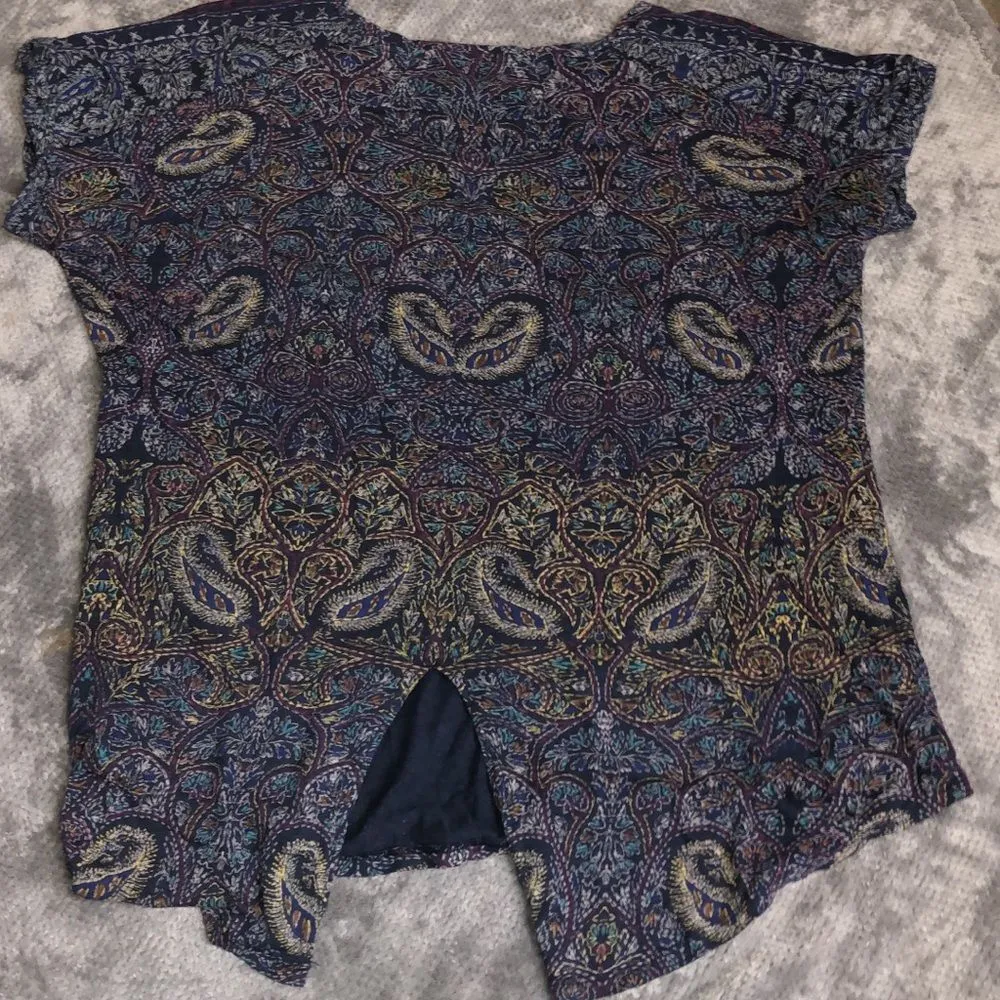 317. Lucky brand Paisley Print short sleeve Top size 1X - Image 6