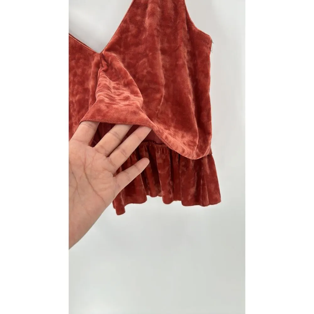 Aerie Velvet Layered Tank top boxy loose fit rust sienna colored sz  xs feminine - Image 4