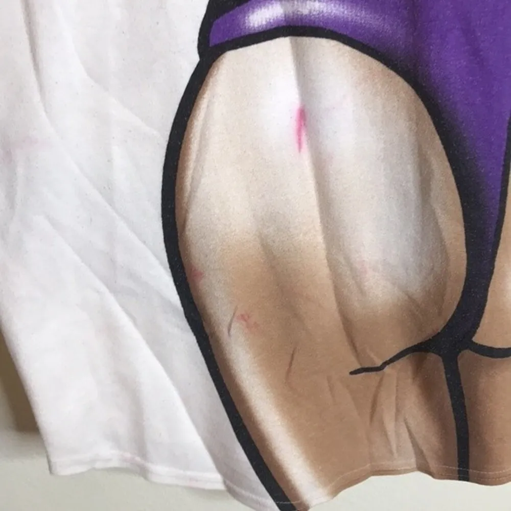 vtg Ladies purple bikini cotton beach cover up oversized shirt size large - Image 10