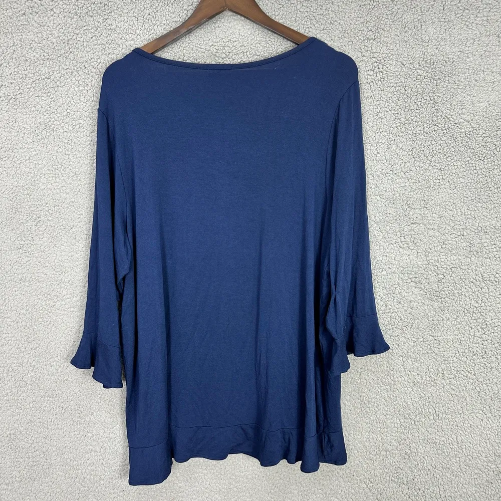 Westport Women 2X Blue Geometric Print Tunic Top Rhinestone Boho Hippie Festival - Image 8