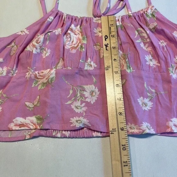 BP Floral Print Cami Top Pink Purple Butterfly Adjustable‎ Straps New XL - Image 9