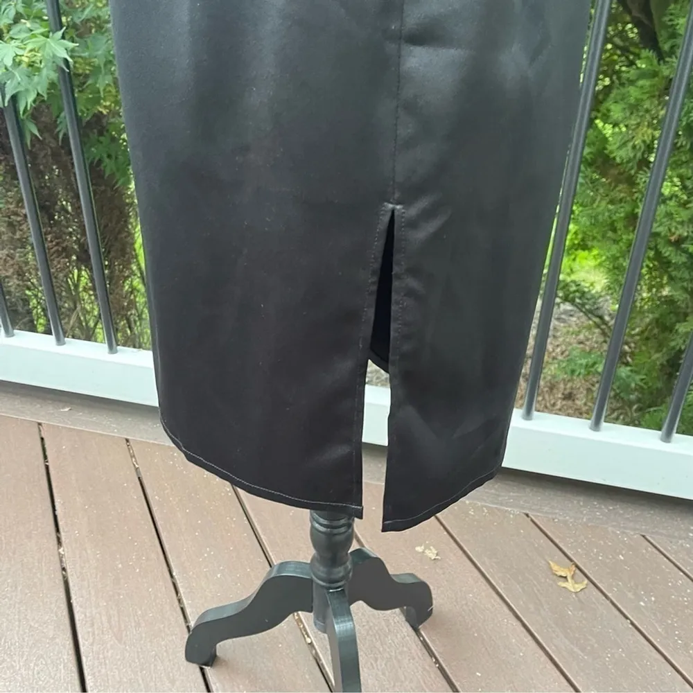 Vintage BARIANO Australia Classic Black Satin Strapless Pencil Dress Sz L - Image 4