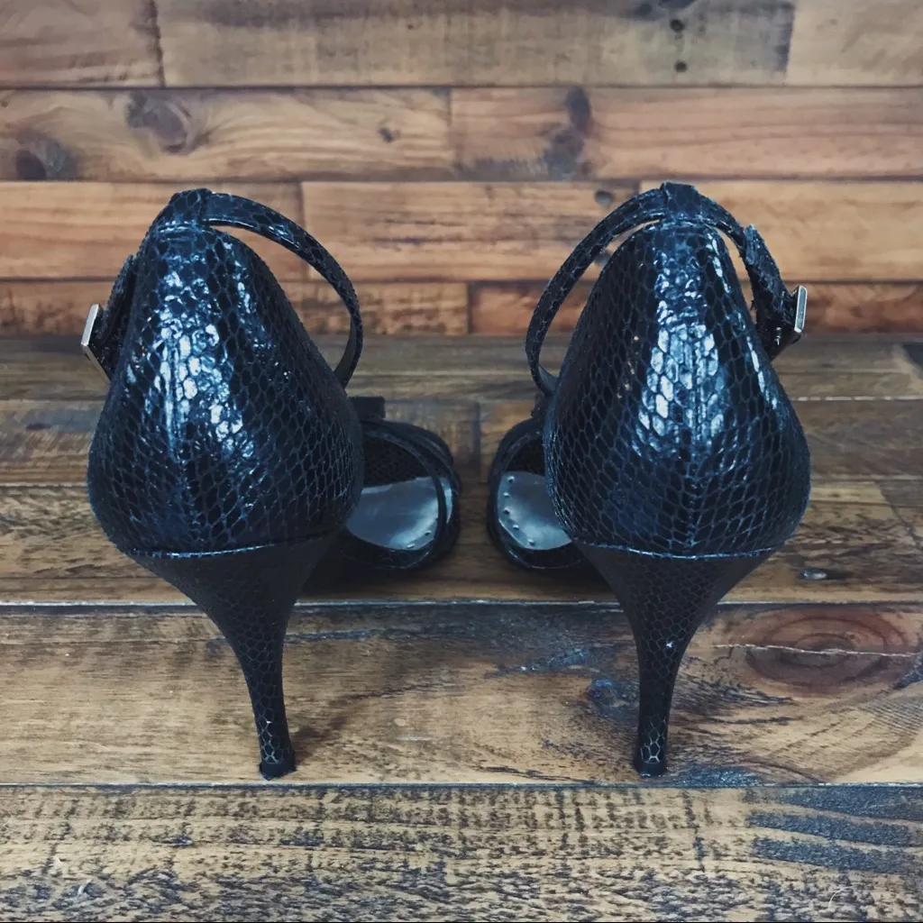 Vintage Y2K BCBG Leather Snakeskin Heels in Black | Size 7 - Image 6