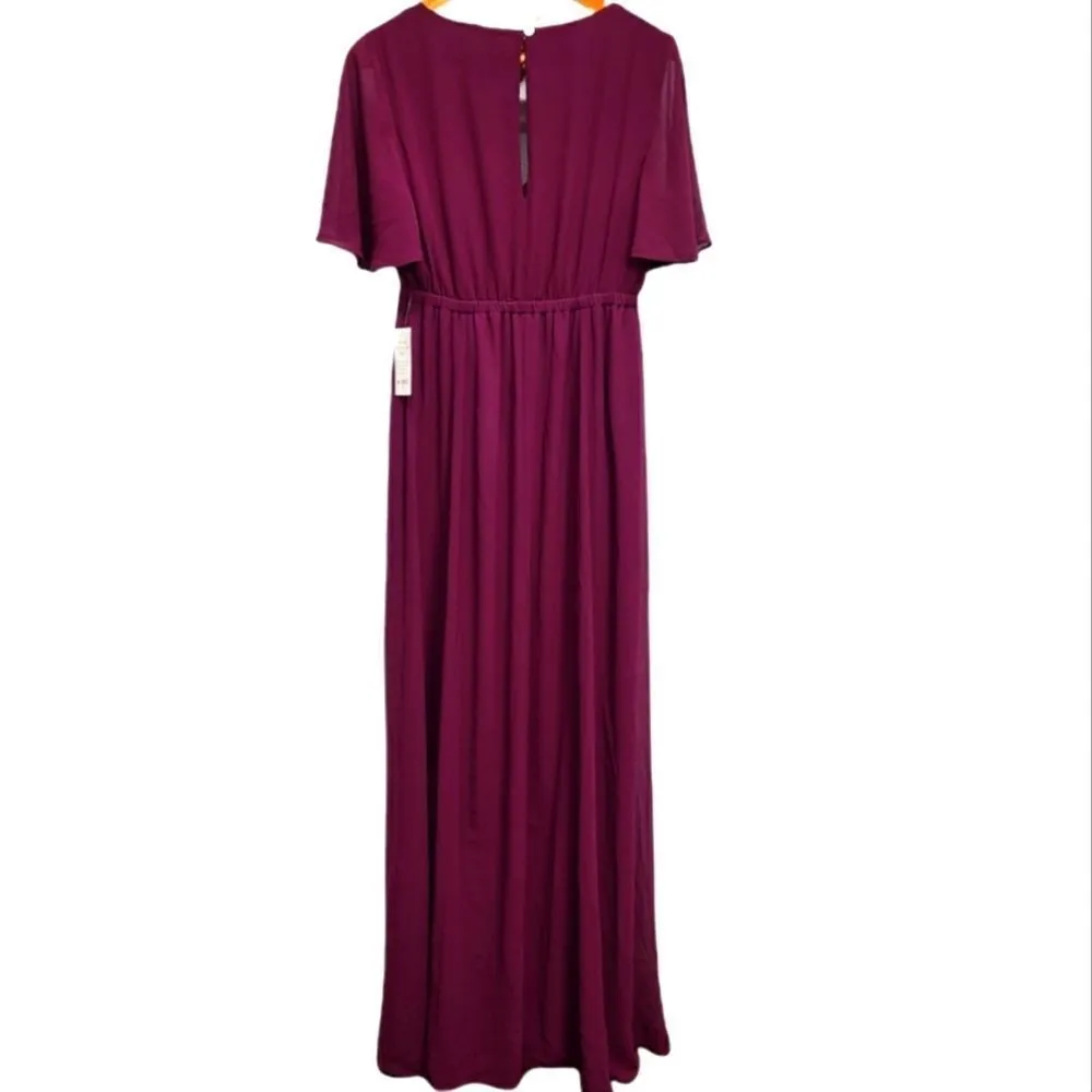 Show Me Your Mumu Emily Merlot Chiffon Maxi Dress Wedding Bridal Size Medium - Image 5