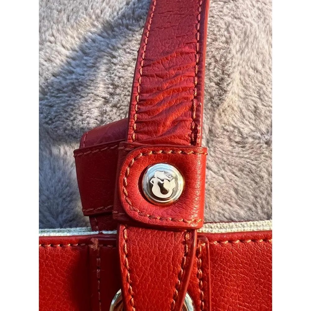 Spartina 449 Womens Size Tote Bag Floral Print Red Canvas Linen Leather Garden C - Image 9