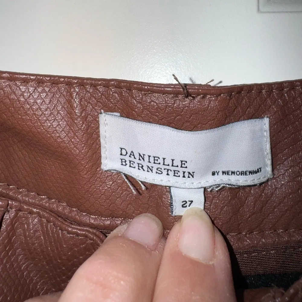 Danielle Bernstein WeWoreWhat Croc‎ Ankle Flare Brown FauxLeather Pant Size27/4 - Image 7