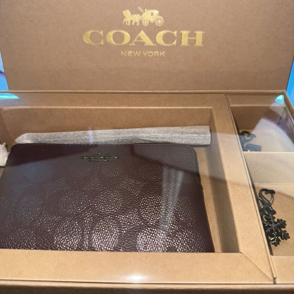 NWT Coach Boxed Corner Zip Wristlet In Signature Leather Gift Set CW958 🎀 - Image 10