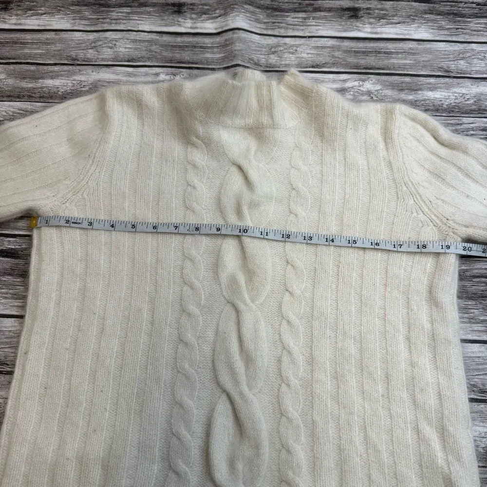 Liz Claiborne Women Mock Neck Sweater M Med Medium Angora Lambs Wool Ivory Cream - Image 10