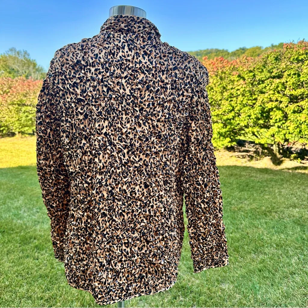 Adressing Woman Woman’s Plus Size Jacket Zip Up Crinkled Sequined Artsy Black - Image 10